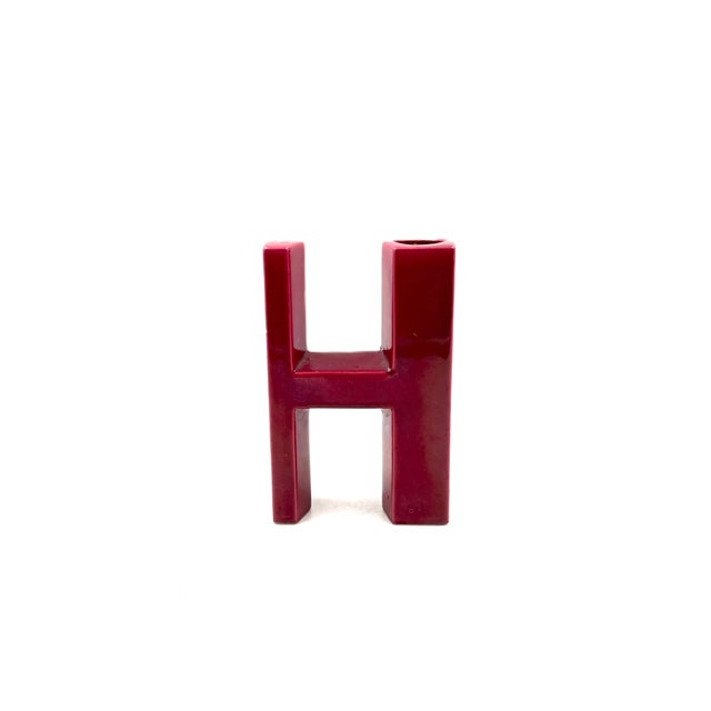 1970s Space Age Red H Letter Shaped Ceramic Solifleur Vase, Marcel Radureau Ca. 1970 For Sale - Image 5 of 13