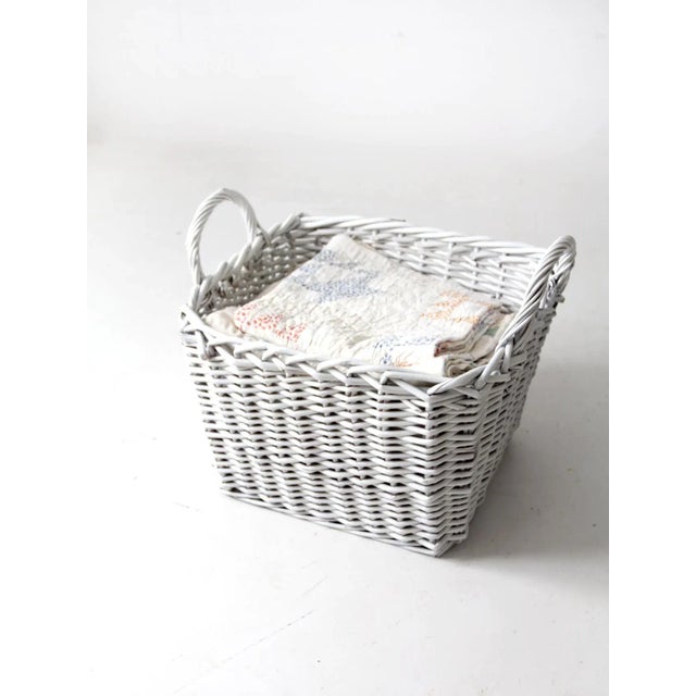 Mid 20th Century Vintage Large White Storage Basket For Sale - Image 5 of 13