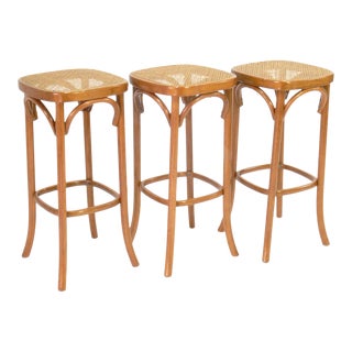 Mid-Century Modern Thonet Style Bentwood Stools- Set of 3 For Sale