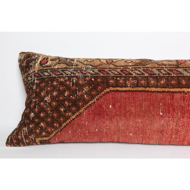 Handwoven Decorative REd&Brown Tone Lumbar Rug Pillow Cover -13'' X 44'' For Sale - Image 4 of 9