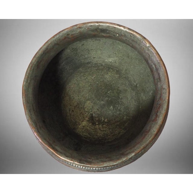 Metal Large Antique Engraved Islamic Tinned Copper Bowl, 1890s For Sale - Image 7 of 14
