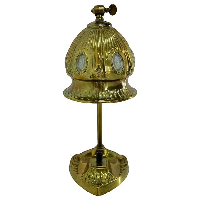 Vintage Vienna Secession style Table Lamp in Brass & Glass, Austria, 1930s For Sale