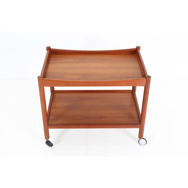 Mid-Century Modern Danish AT-45 Serving Trolley in Teak by Hans J. Wegner for Andreas Tuck, 1960s For Sale - Image 3 of 15