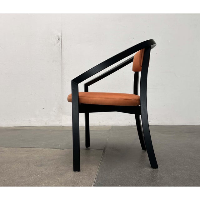 Wood Postmodern German Modell Nostro Leather Chair by Andreas Weber for Rosenthal Einrichtung, 1980s For Sale - Image 7 of 18