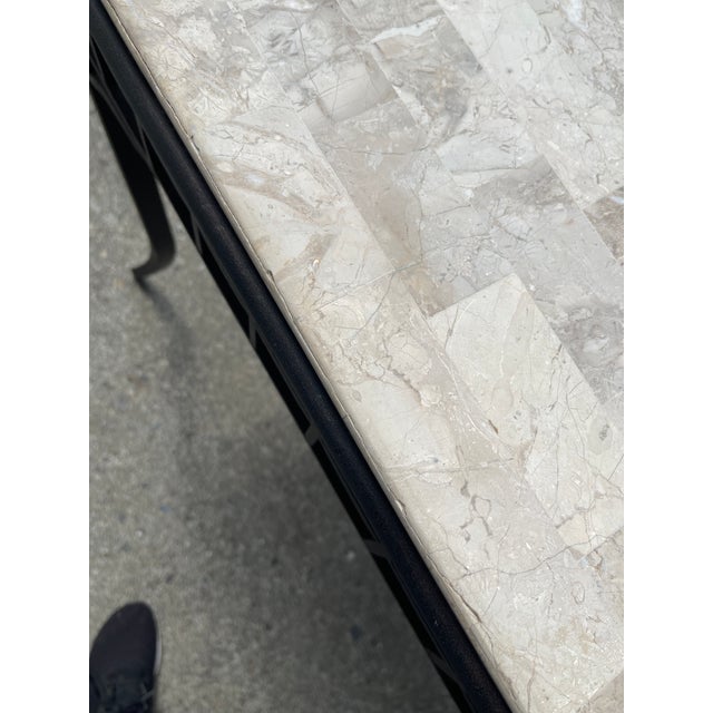 Black 1980s Blackened Metal and Stone Finish Console Table For Sale - Image 8 of 12