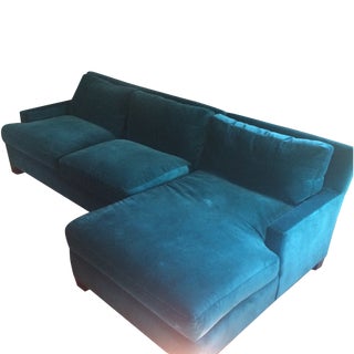 Teal Sofa with Chaise from Quatrine For Sale