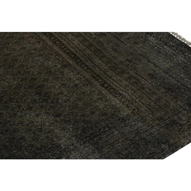 Rug & Kilim Vintage Persian Rug in Green With Brown Geometric Patterns, From Rug & Kilim For Sale - Image 4 of 7