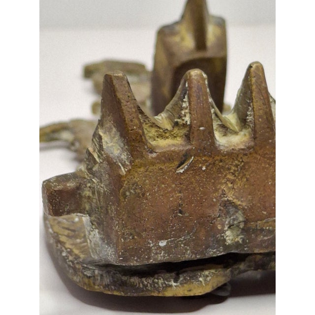 Antique Moroccan Cast Brass Hanukkah Lamp Menorah 19th Century Judaica Oil Lamp For Sale - Image 15 of 18