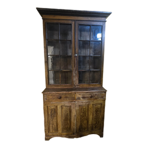 Early 19th Century Painted Pine Glazed Cupboard