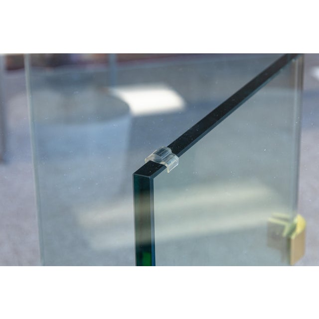 1980s Vintage 1980s Leon Rosen for Pace Rectangular Glass Dining Table With Brass For Sale - Image 5 of 7