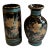 Miniature Vintage Pair of Black Ceramic Asian Style Vases With Floral Accents For Sale