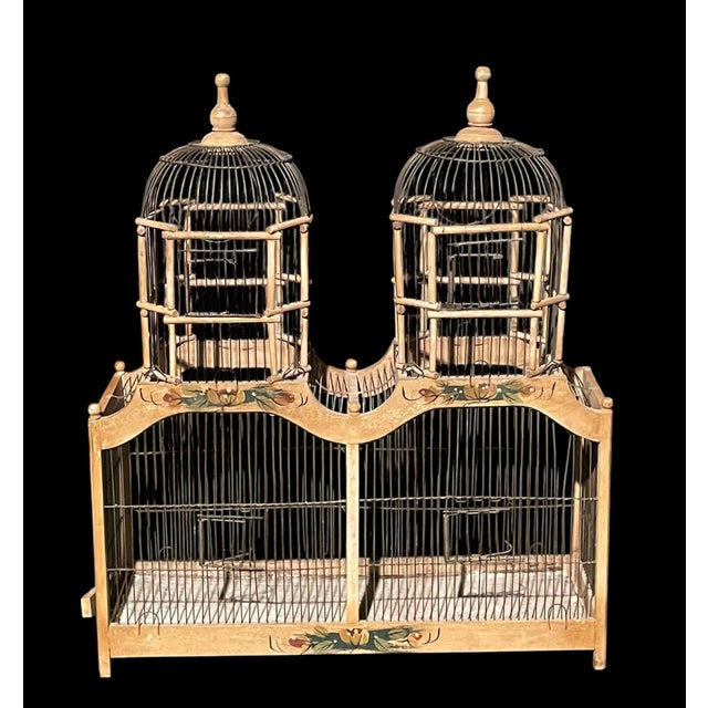 Vintage Victorian Double Spire Bamboo Bird Cage For Sale - Image 9 of 9