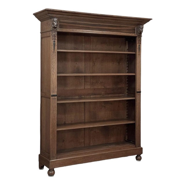 19th Century Dutch Renaissance Revival Oak Open Bookcase For Sale