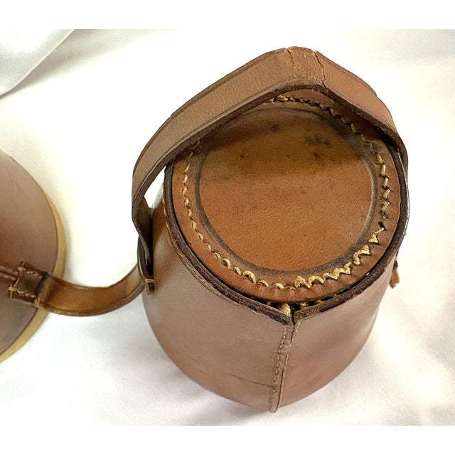 1930's German Travel Nesting Cocktail Shaker Set With Leather Case and Glass Insert For Sale - Image 10 of 17