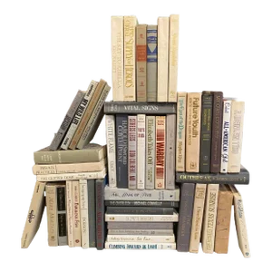 Vintage Late 20th Century Gray and White Books - Set of 50
