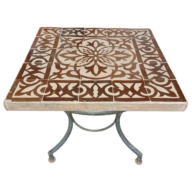 Moroccan Brown/Natural Mosaic 20" Square Table For Sale In Orlando - Image 6 of 6