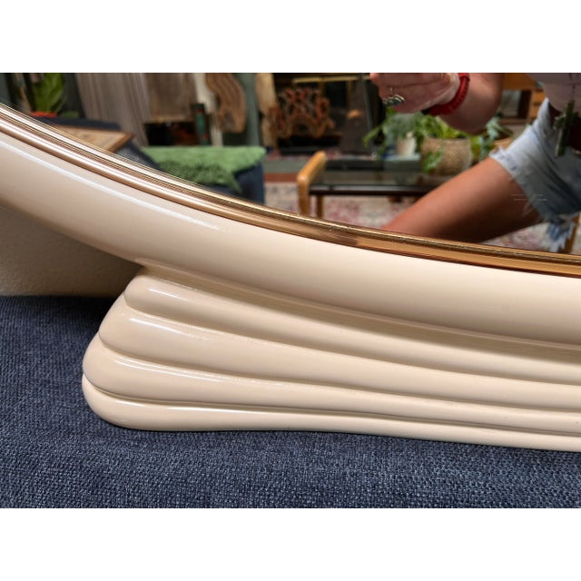 Postmodern Vintage 1990’s Postmodern Large Lacquer Oval Mirror For Sale - Image 3 of 7