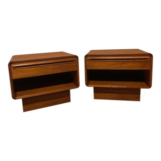 1960s Danish Modern Low Profile Teak Nightstands - a Pair For Sale