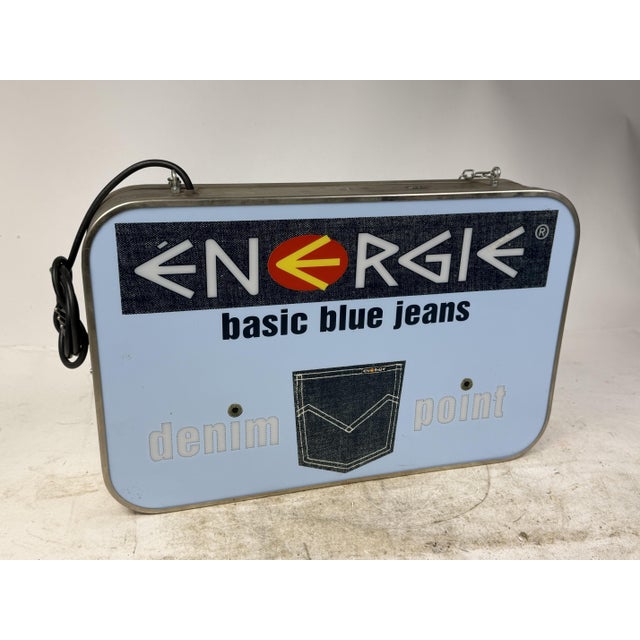 Energie Blue Jeans Illuminated Sign, 1980s For Sale - Image 6 of 6