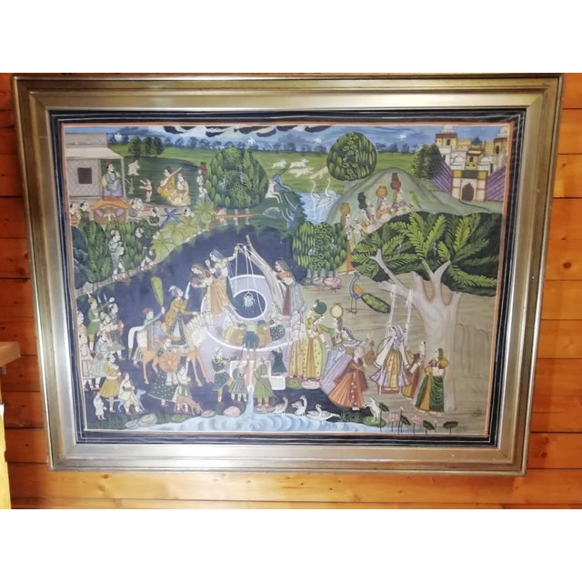South Asian Silk Painting, 1960s For Sale - Image 9 of 16