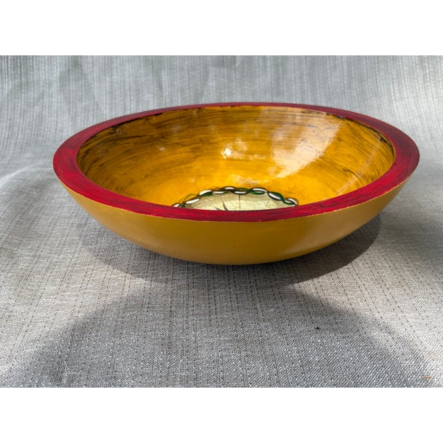 Hand Painted Decoupage Wooden Rabbit Bowl Paul Munro For Sale - Image 4 of 9
