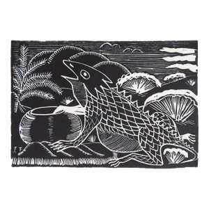 Vintage Mid 20th Century Jose Rey Toledo Horned Toad Woodcut