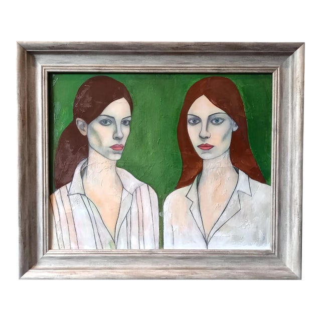 "Aria and Ruby". Contemporary Figurative Oil Painting by Christopher Barrow For Sale