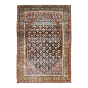 Colorful Antique Hand Knotted Persian Hamadan Rug With Tribal Motif Design