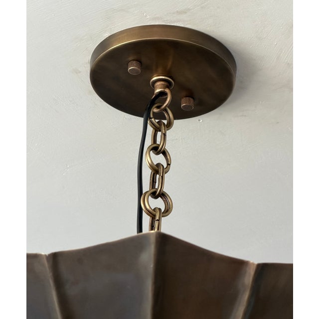 Antique Brass Pendant Light, Handmade Vintage Ceiling Light Fixture For Sale - Image 13 of 14