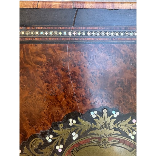 19th Century French Napoleon III Marquetry Liquor Tantalus With Gilt Crystal Decanters For Sale - Image 10 of 12
