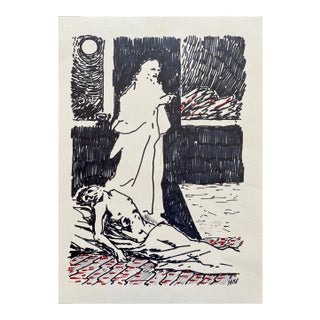 Sassu, Figures, Original Lithograph, 1980s For Sale