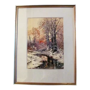 Original Watercolor Painting Warren Baumgartner 1894-1963 American