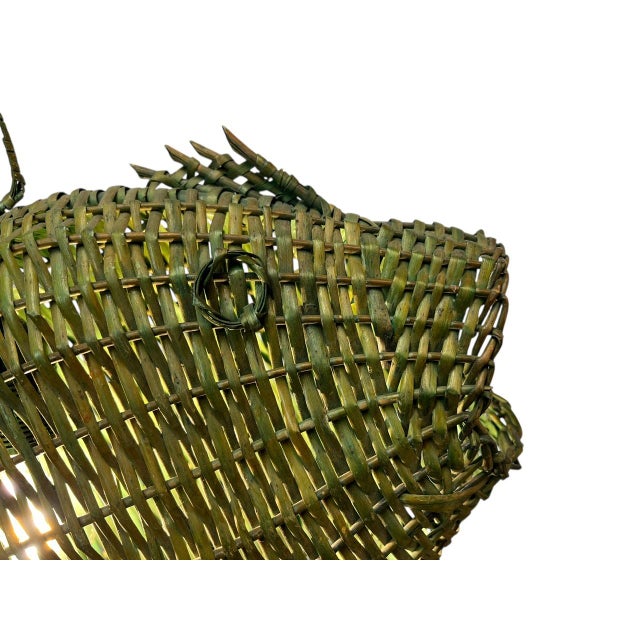 Brown Mid-Century Modern Fish Wicker Rattan Pendant Lamp, 1960s For Sale - Image 8 of 18