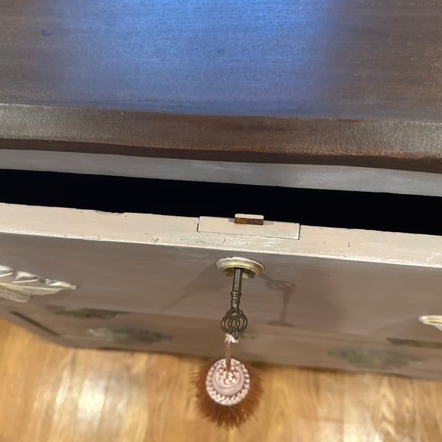 Wood 19th Century French Country Romantic Blush Dresser With Floral Decoupage & Matching Jewelry Boxes For Sale - Image 7 of 8