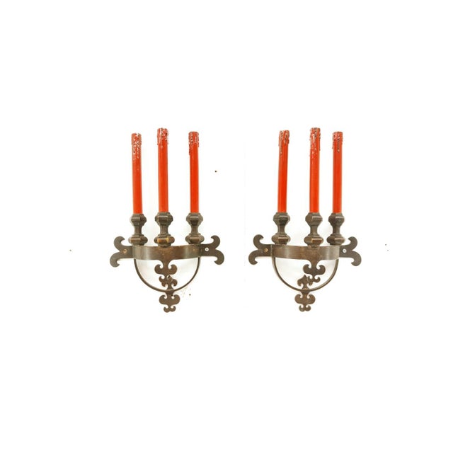 Brown Medieval Brass Wall Lights For Sale - Image 8 of 18