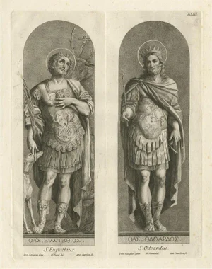 After Zampieri, Illustration of Saint Eustachius and Saint Odoardus, 1762, Print