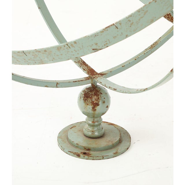 Celadon Painted English Mid-20th Century Iron Armillary For Sale In New York - Image 6 of 15