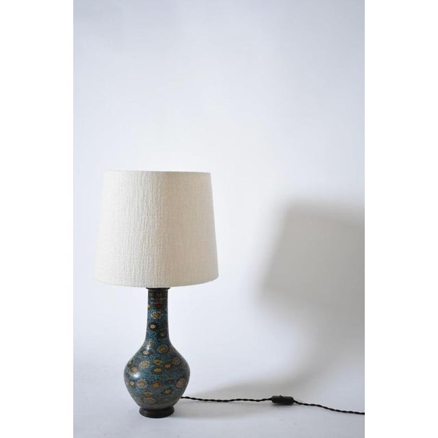 Blue Cloisonné Bronze Lamps, Set of 2 For Sale - Image 3 of 6