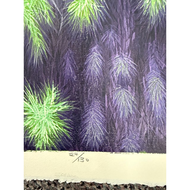Paper Gordon Mortensen "Beach Flowers" Signed Numbered Woodcut Art Print, For Sale - Image 7 of 9