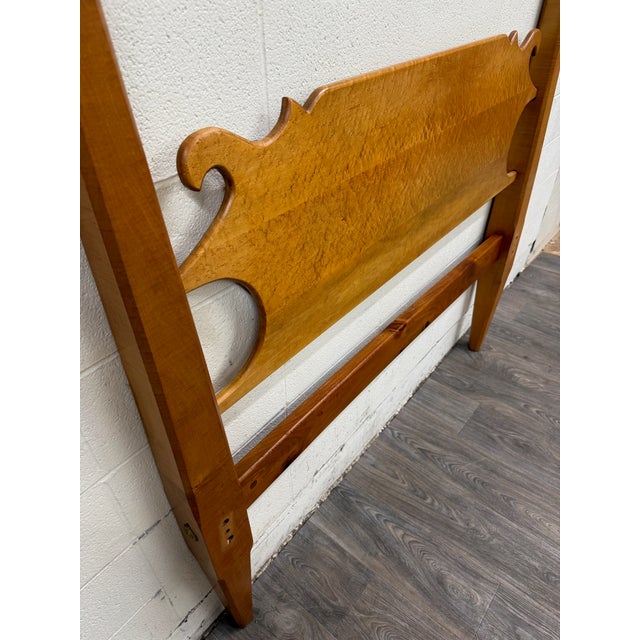 Early 20th Century Antique Full Size American Sheraton Style Maple Pencil Post Headboard For Sale - Image 5 of 14