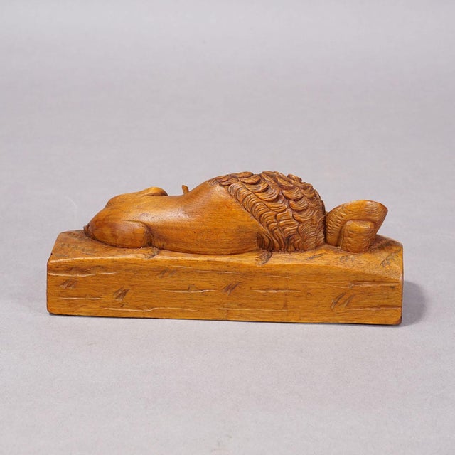 Late 19th Century Antique Swiss Carved Lion With Heraldic Shield, Luzern Circa 1900 For Sale - Image 5 of 6