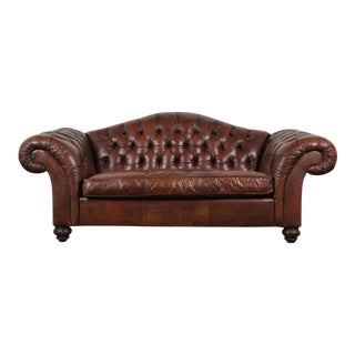 Vintage Chesterfield Tufted Leather Sofa For Sale