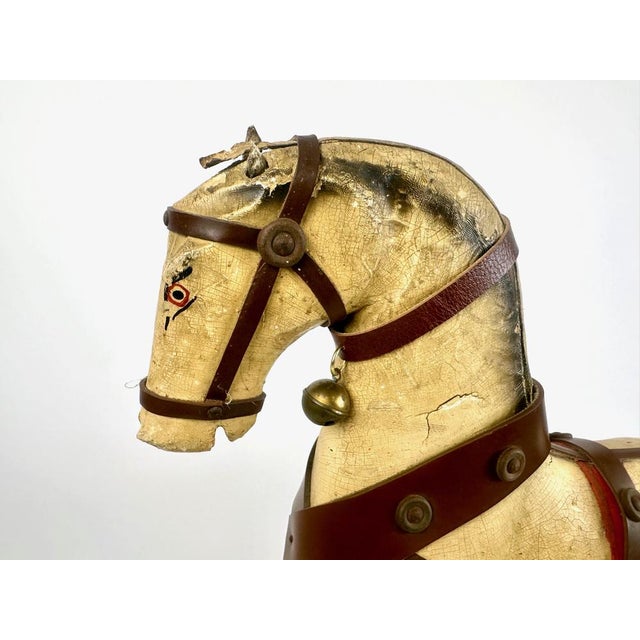 Wood Carved Wooden Hand-Painted Horse on Wheels, 1900s For Sale - Image 7 of 18