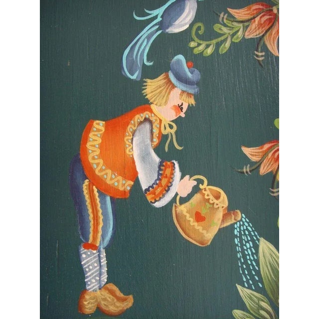 Vintage Dutch Hand Painted Wall Hanging Wooden Cutting Board For Sale - Image 4 of 9