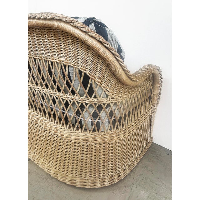 Mid 20th Century Henry Link Rattan Sofa With New Sunbrella Upholstery and Cushions For Sale In Miami - Image 6 of 13