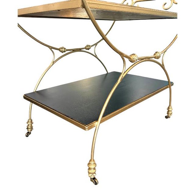 Black Vintage Hollywood Regency Two-Tier Bar Cart For Sale - Image 8 of 8