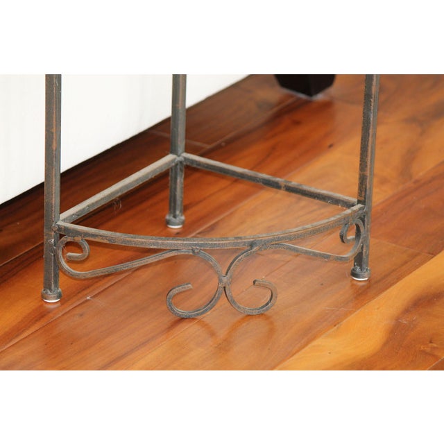 Art Nouveau Nice Vintage Scrolled Cast and Wrought Iron Corner Plant Stand For Sale - Image 3 of 6