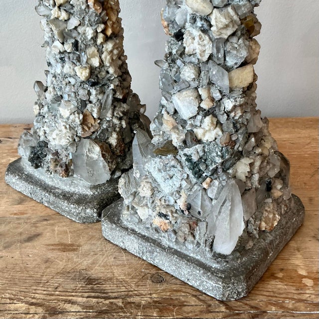 Late 20th Century Vintage Boho Crystal Encrusted Obelisks - A Pair For Sale - Image 5 of 8