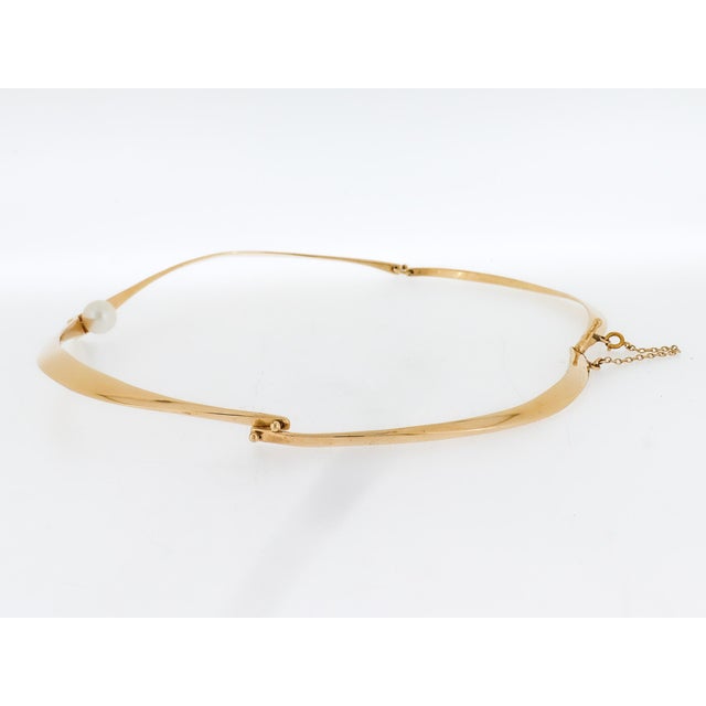Gold Ed Wiener Modernist 14k Gold & Pearl Curvex Choker Necklace or Collar For Sale - Image 8 of 18
