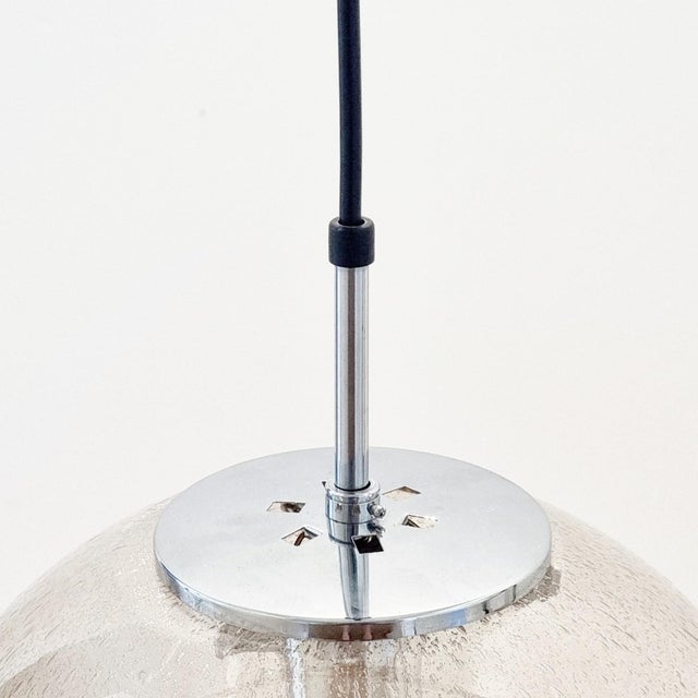 1970s Mid-Century Bubbled Glass & Chrome Globe Pendant/Ceiling Light From Limburg, Germany, 1970s For Sale - Image 5 of 8